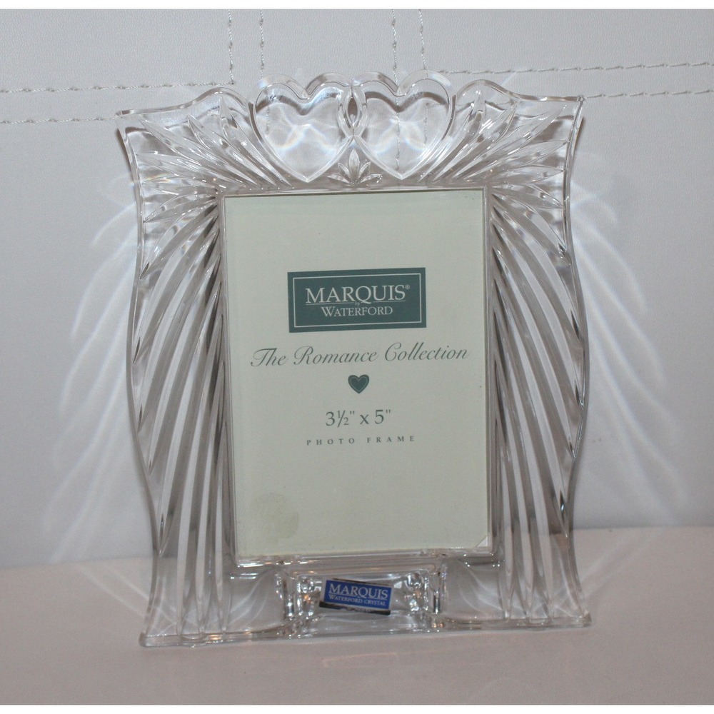 Marquis by Waterford 3.5x5 lead crystal photo frame romance double heart 107826